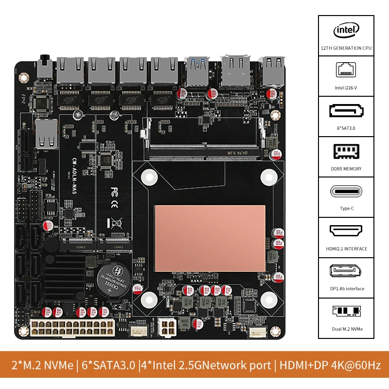 Nas Motherboard N100 6 Sata - Материнская плата N100/N150 для NAS с