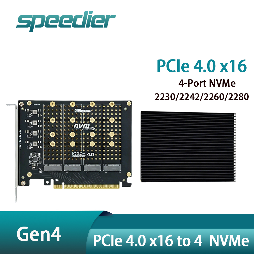 Quad M.2 Nvme Pcie Bifurcation Card - Адаптер-карта PCIe 4.0 X16 для 4