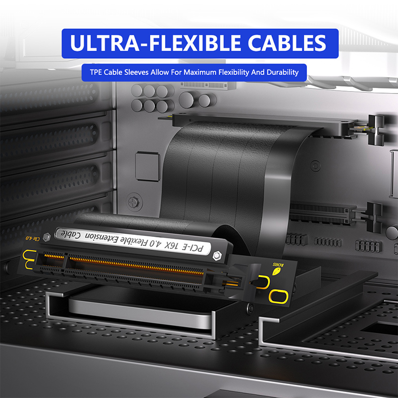 Гибкий кабель PCI-E X16 4,0, 9 – обзор и цена Pcie 4.0 X16 Riser Cable 90 Degree
