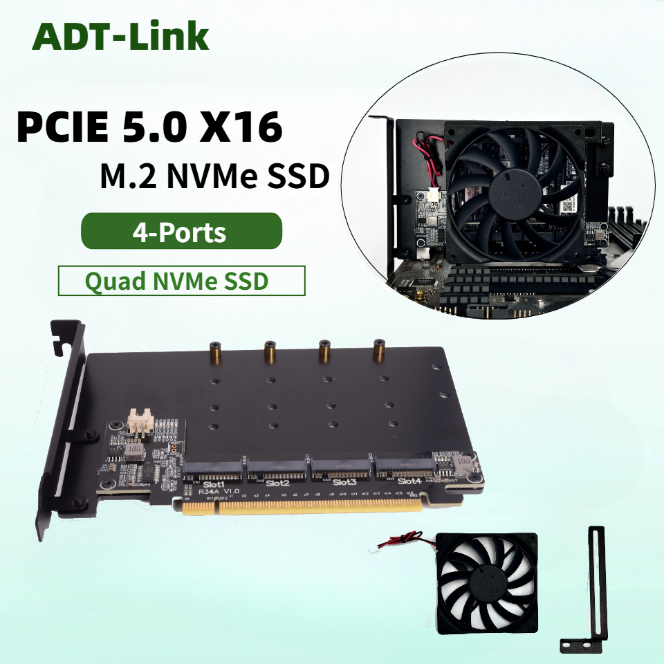 Карта расширения R34A PCIe 5.0 – обзор и цена Quad M.2 Nvme Pcie Bifurcation Card